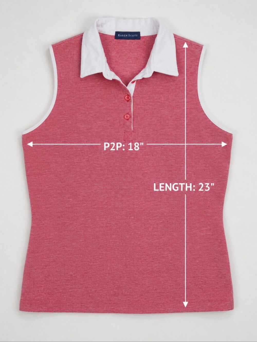 Karen Scott Sleeveless Polo Shirt S Heather Red Cotton Blend Golf Preppy Casual - Picture 4 of 8